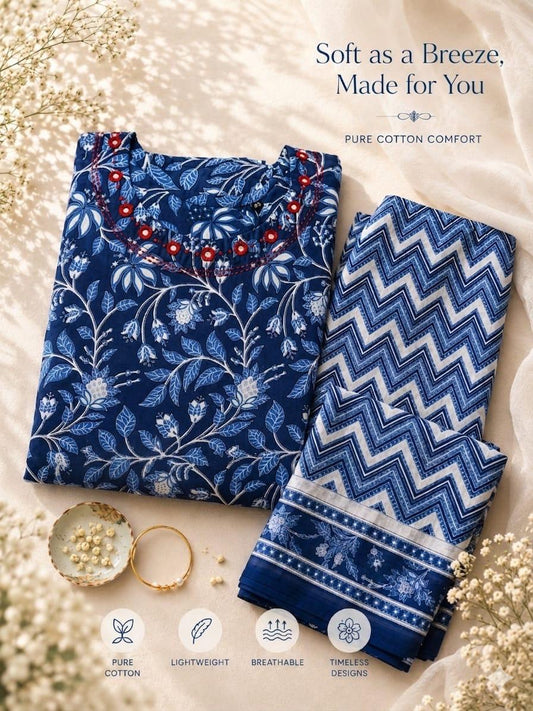 Royal Indigo Cotton kurta Set