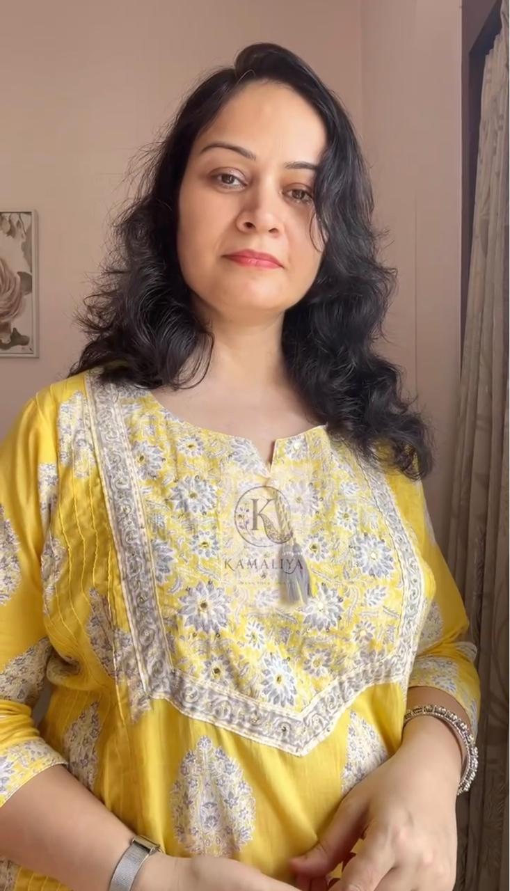 Sunshine Yellow Printed Kurta Set
