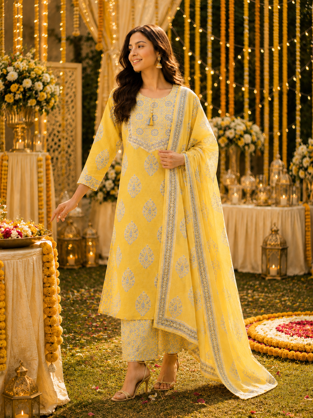 Sunshine Yellow Printed Kurta Set