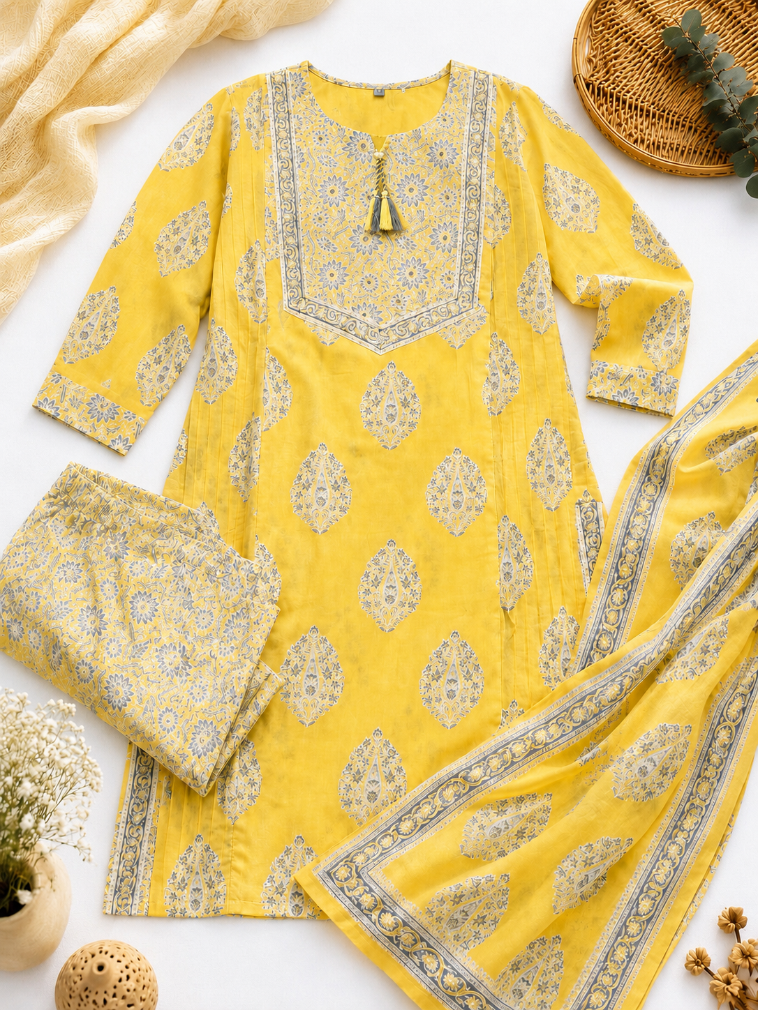 Sunshine Yellow Printed Kurta Set