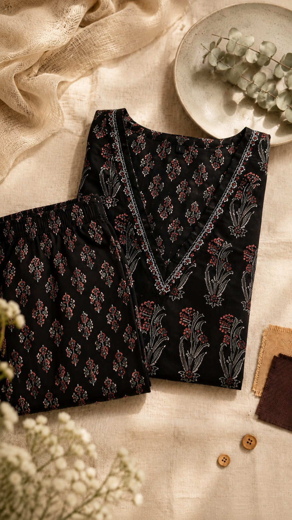 Midnight Bloom A-line Kurta Set