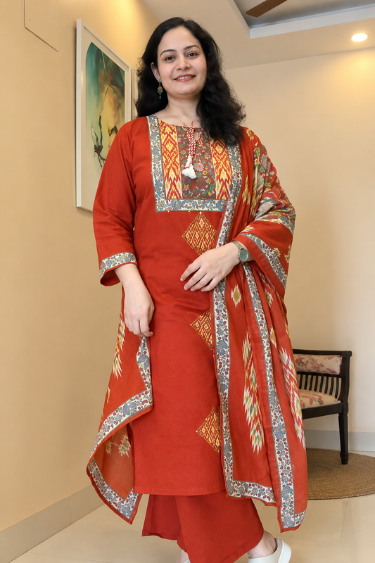 Rust Red kurti set