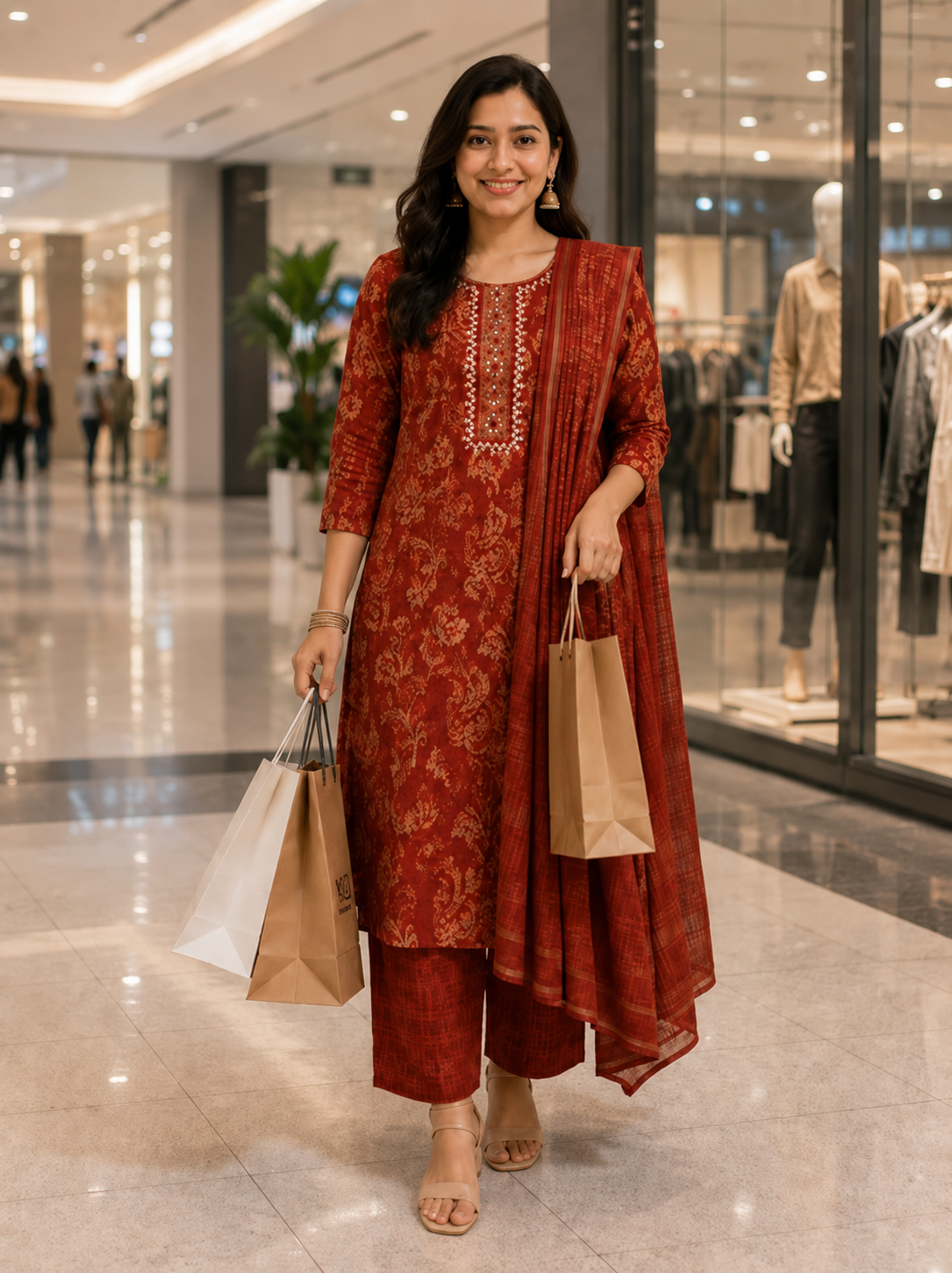 Rust Radiance 3 piece kurta set