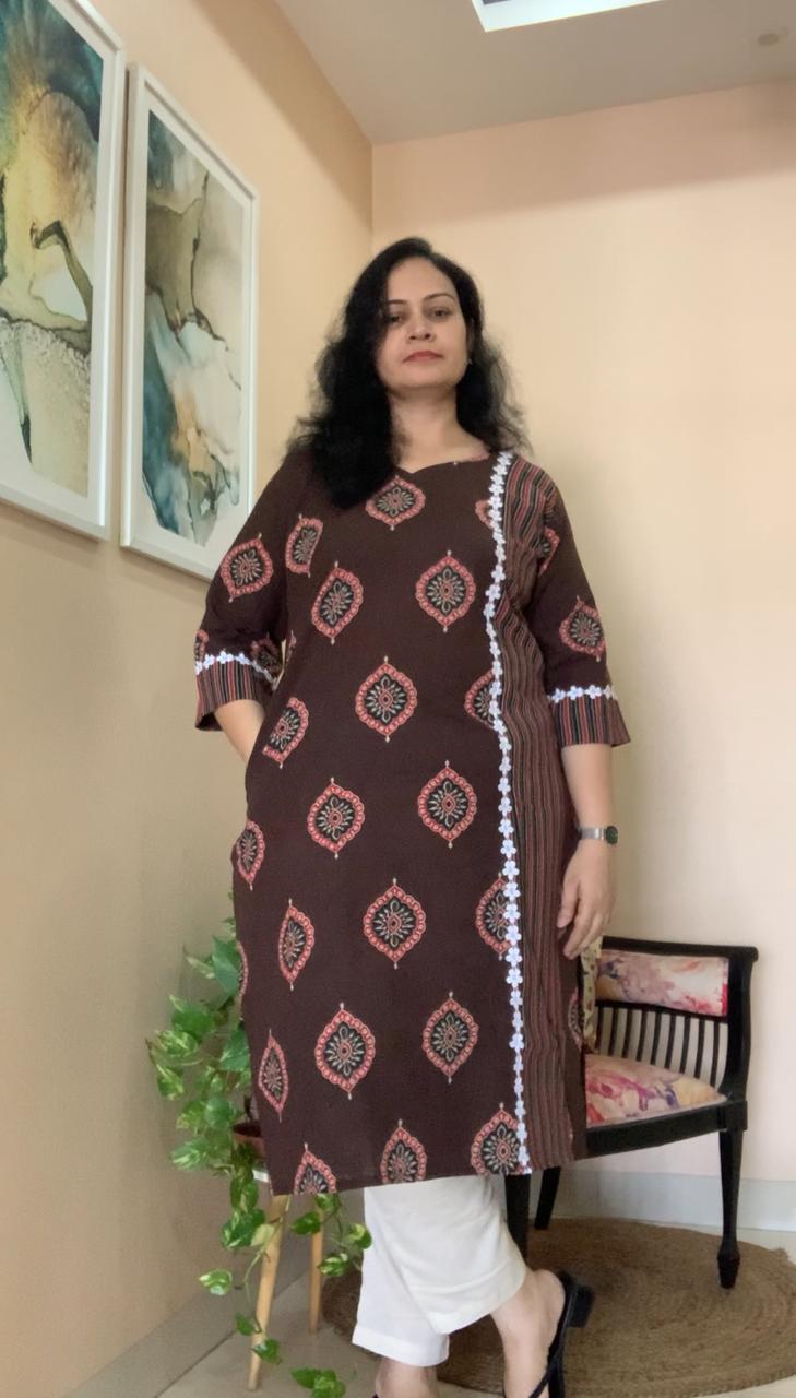 Dark chocolate-brown kurti