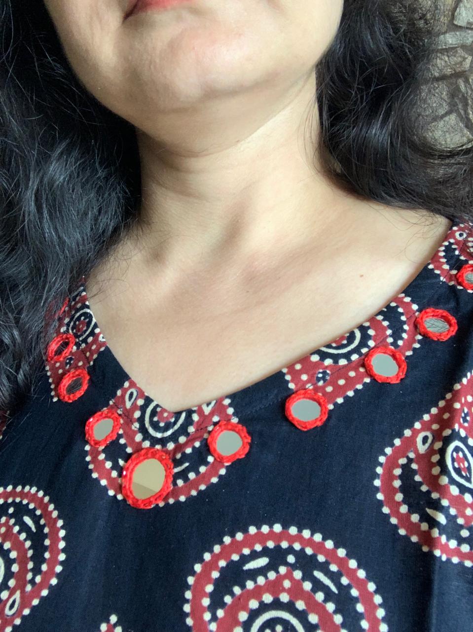 Dark Navy printed kurta