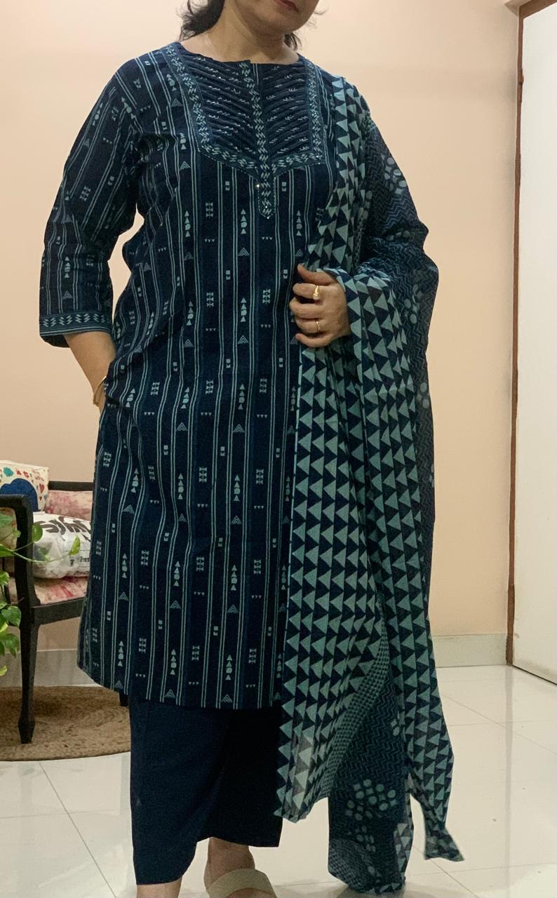 navy noor kurti set