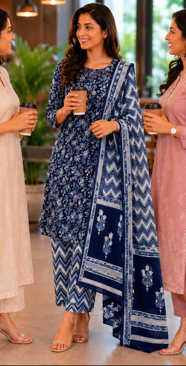 Royal Indigo Cotton kurta Set