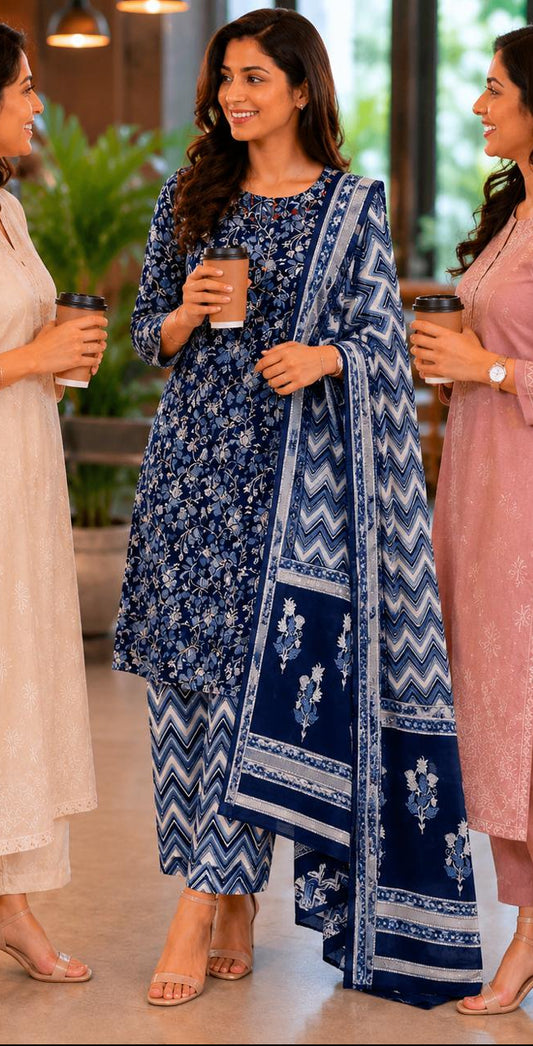 Royal Indigo Cotton kurta Set