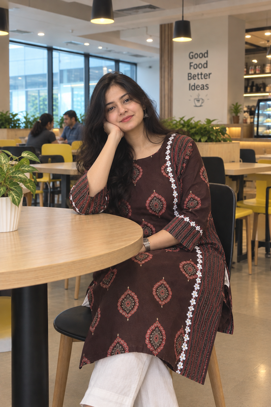 Dark chocolate-brown kurti